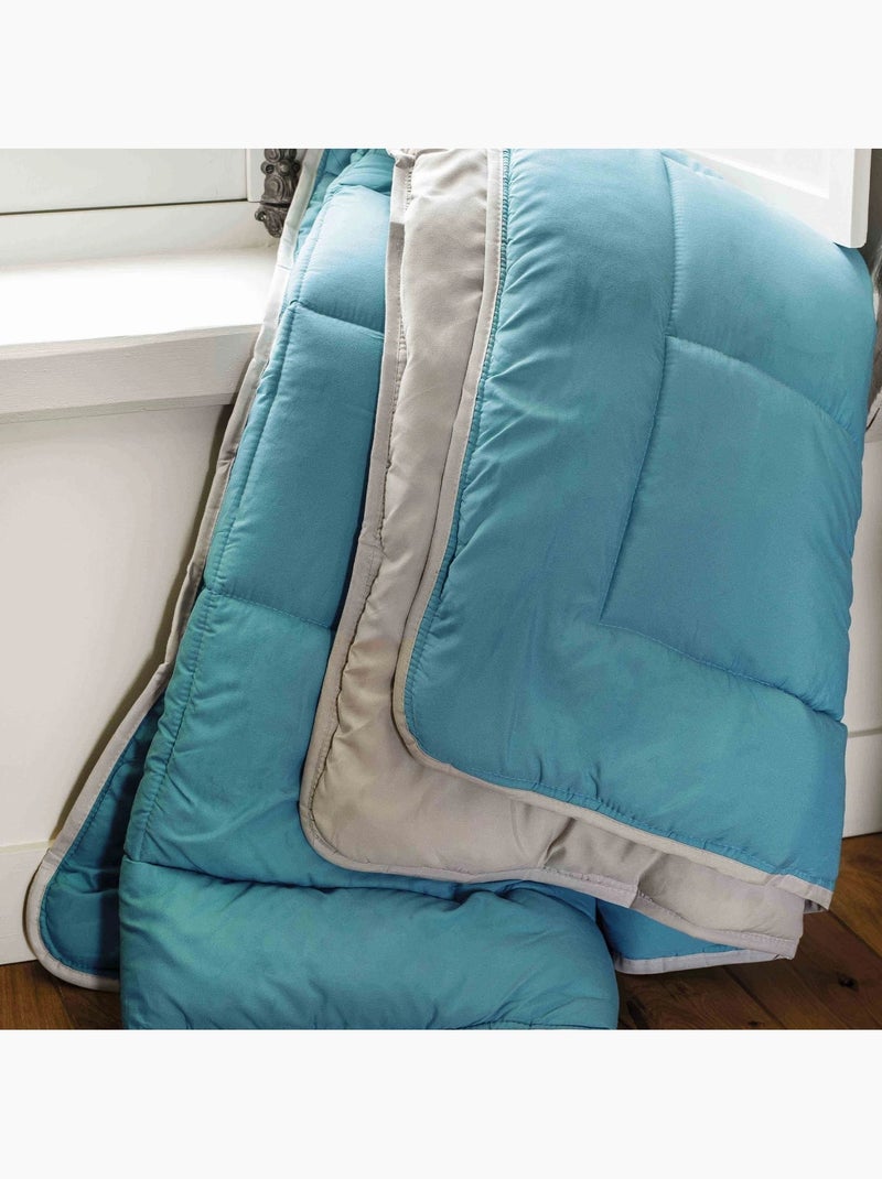 Warm tweekleurig microvezel dekbed 400 gr/m2 Hemelsblauw - Kiabi