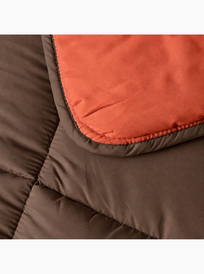 Warm tweekleurig microvezel dekbed 400 gr/m2 Koraaloranje - Kiabi