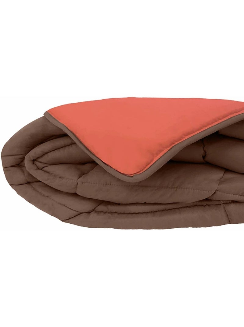 Warm tweekleurig microvezel dekbed 400 gr/m2 Koraaloranje - Kiabi