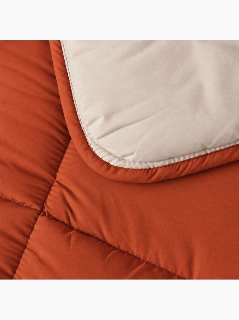 Warm tweekleurig microvezel dekbed 400 gr/m2 Oranje - Kiabi