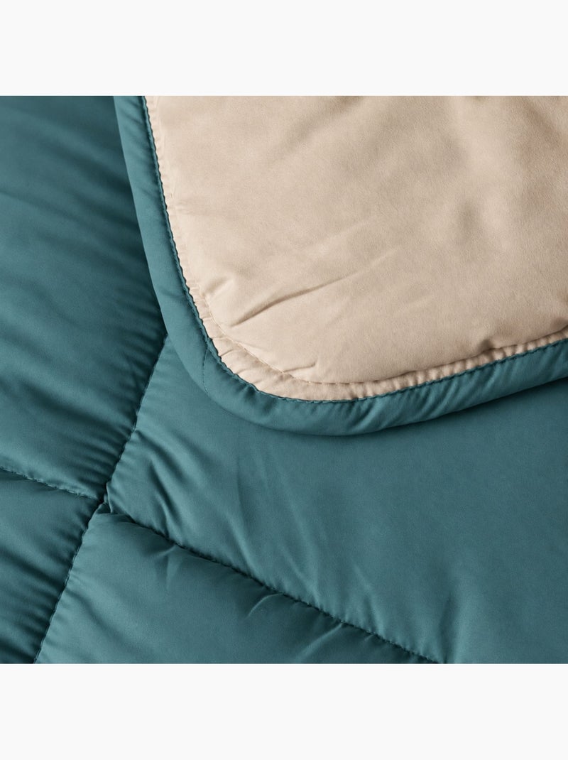 Warm tweekleurig microvezel dekbed 400 gr/m2 Pauwblauw - Kiabi