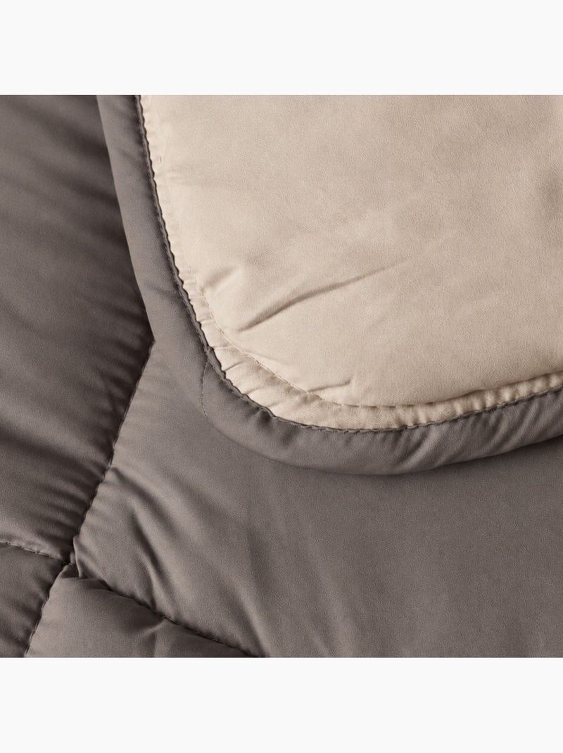 Warm tweekleurig microvezel dekbed 400 gr/m2 Taupe - Kiabi