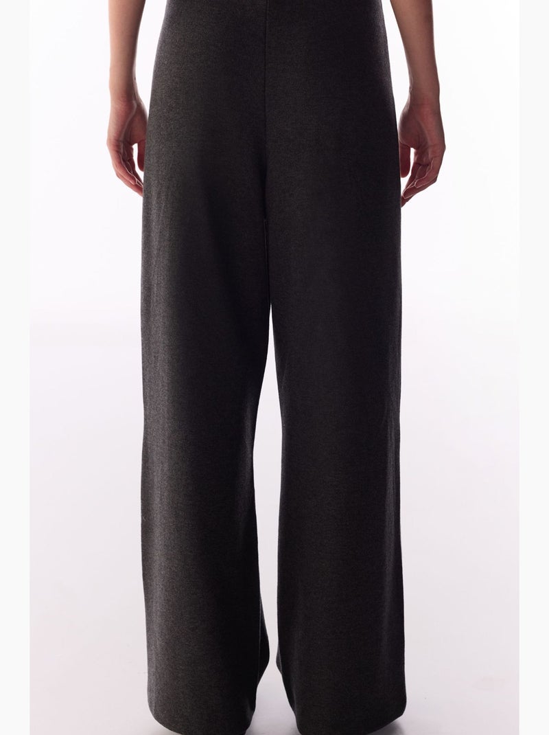 Warme broek met wijde pijpen en mêleeprint penti Grijs Zwart - Kiabi