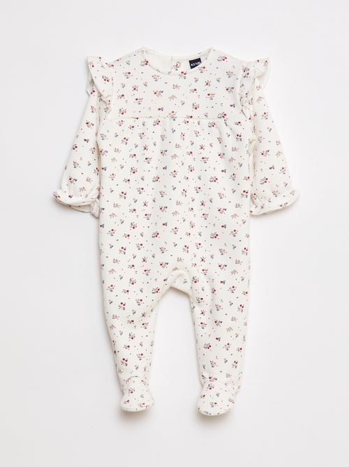 Warme gevoerde pyjama met ruches aan de schouders - Kiabi
