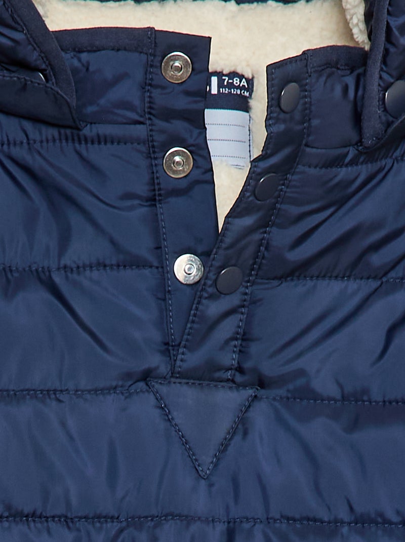 Warme gewatteerde jas met capuchon - makkelijk aan te trekken collectie Zwart - Kiabi