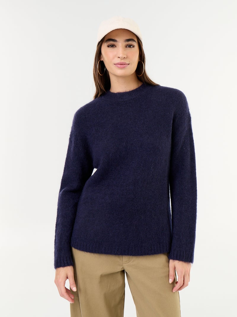Warme mohair trui met ronde hals Blauw - Kiabi