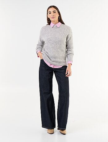 Warme mohair trui met ronde hals