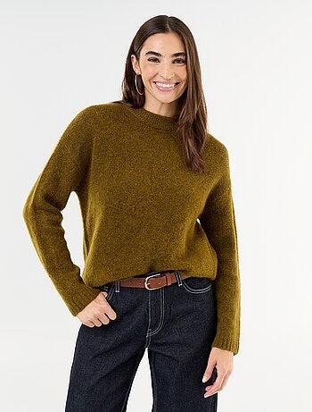 Warme mohair trui met ronde hals