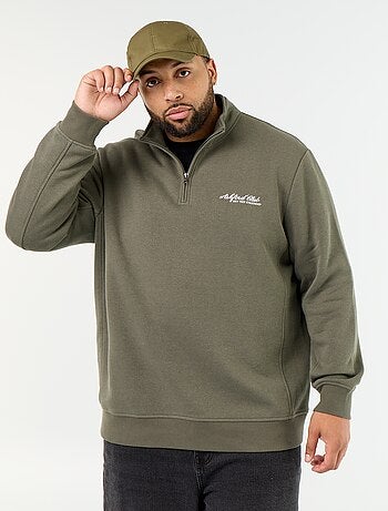 Warme molton sweater met ritskraag