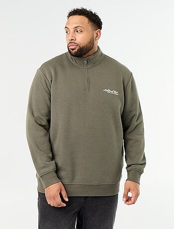 Warme molton sweater met ritskraag