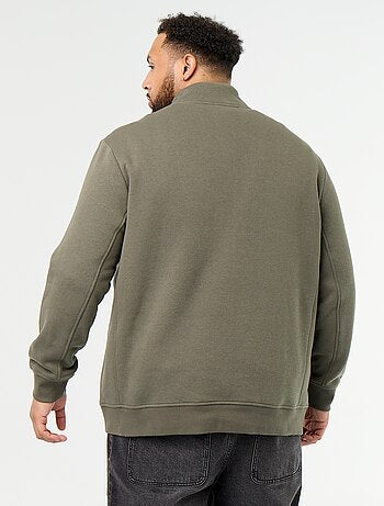 Warme molton sweater met ritskraag