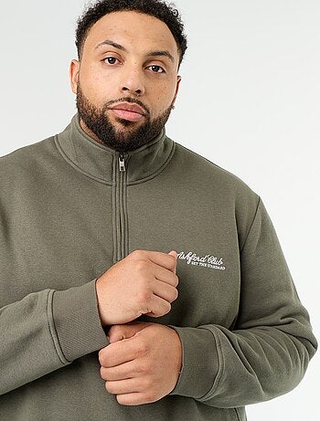 Warme molton sweater met ritskraag