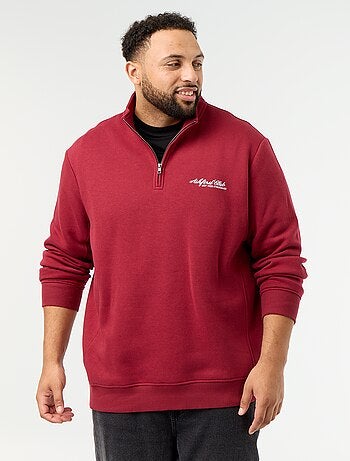 Warme molton sweater met ritskraag