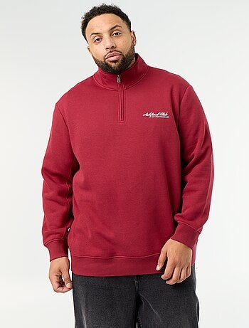 Warme molton sweater met ritskraag