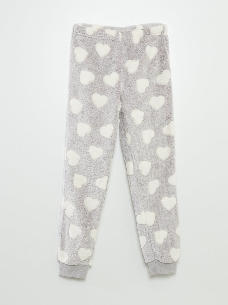 Warme pyjama met hartprint - 2-delig GRIJS - Kiabi