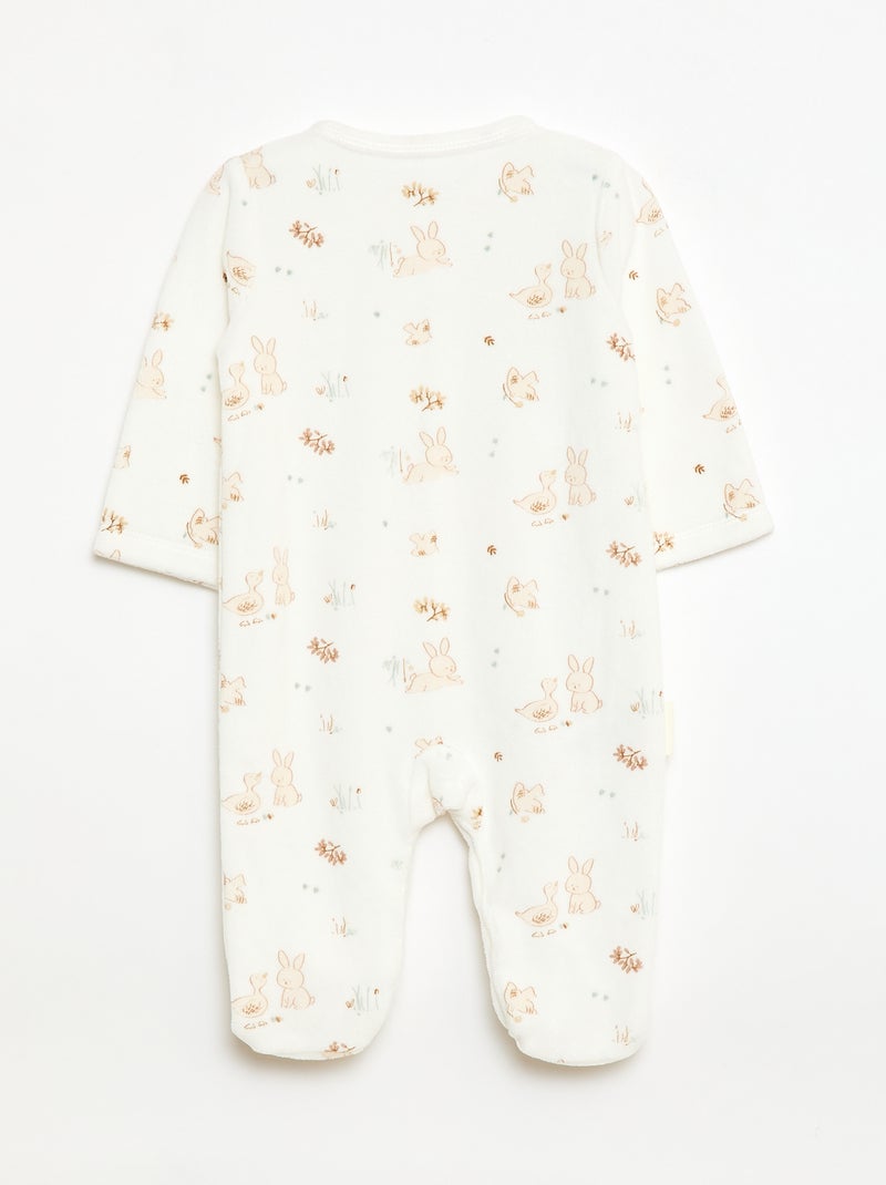 Warme pyjama met voetjes Wit - Kiabi