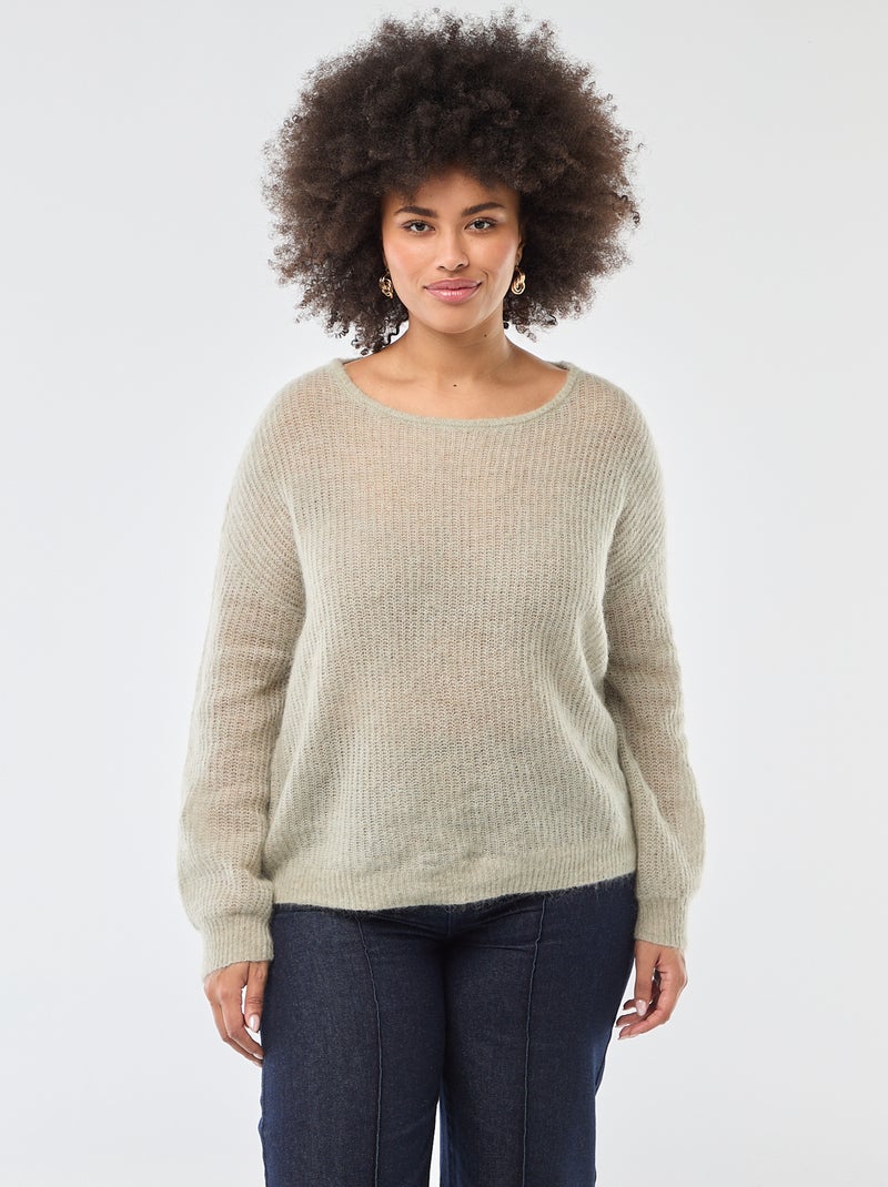 Warme trui van mohair met ronde hals Groen - Kiabi