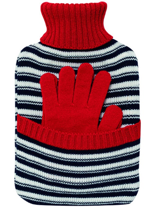 Warmwaterkruik met handschoenen en gestreepte gebreide hoes - Kiabi Warmwaterkruik met handschoenen en gestreepte gebreide hoes - Kiabi