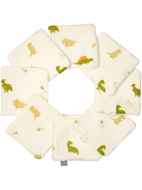 Wasbare babydoekjes 8 stuks, dino - Kiabi Wasbare babydoekjes 8 stuks, dino - Kiabi