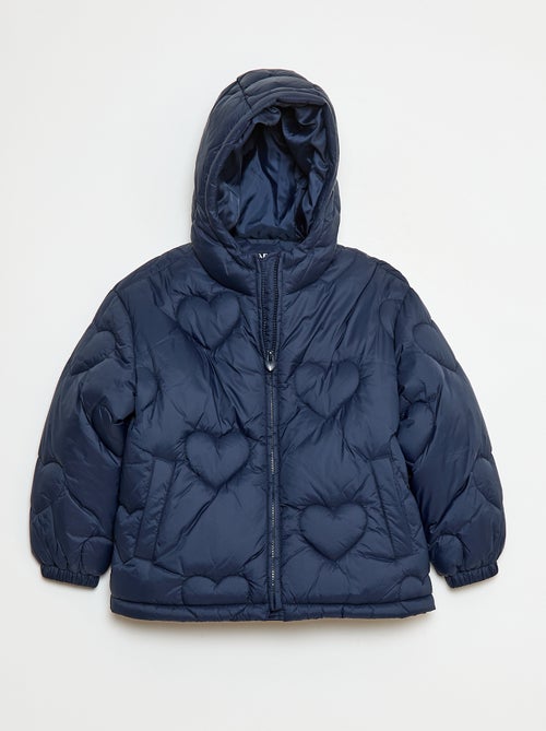 Waterafstotend donsjack met doorgestikt hartpatroon - Kiabi