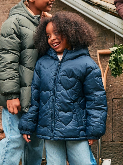 Waterafstotend donsjack met doorgestikt hartpatroon - Kiabi