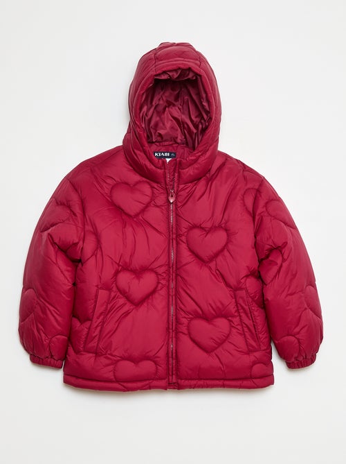 Waterafstotend donsjack met doorgestikt hartpatroon - Kiabi