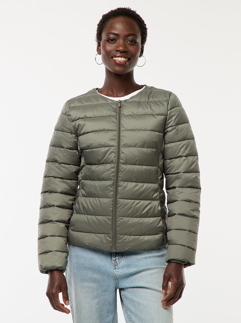 Waterafstotend en lichtjes gewatteerd donsjack Groen - Kiabi