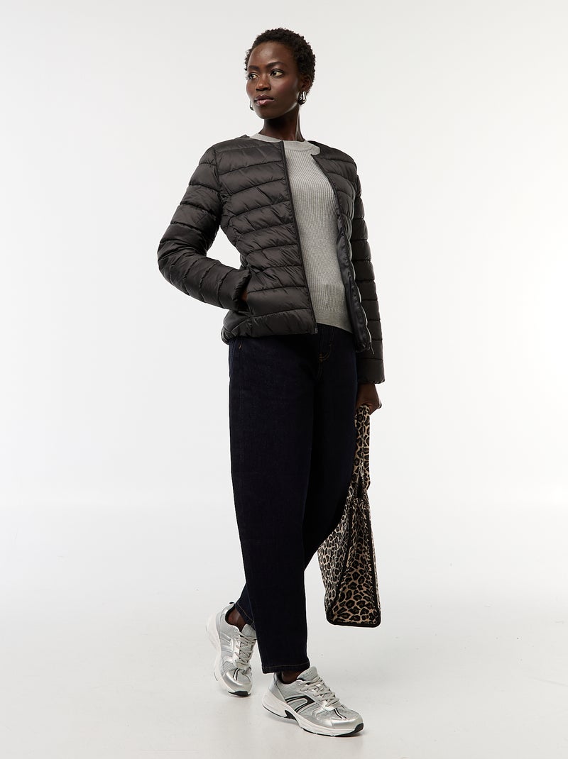 Waterafstotend en lichtjes gewatteerd donsjack zwart - Kiabi