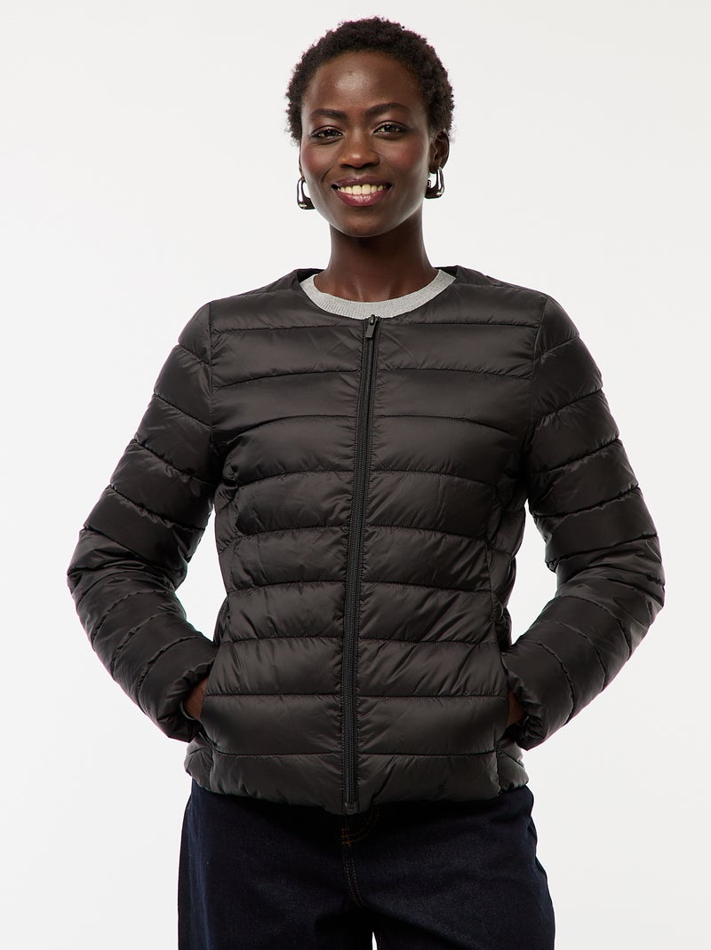 Waterafstotend en lichtjes gewatteerd donsjack zwart - Kiabi