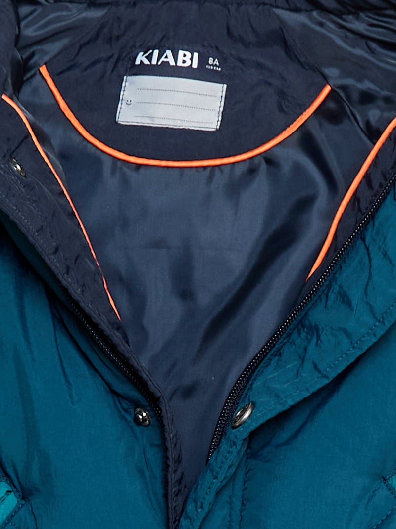 Waterafstotend, gewatteerd donsjack met colorblockpatroon Blauw - Kiabi