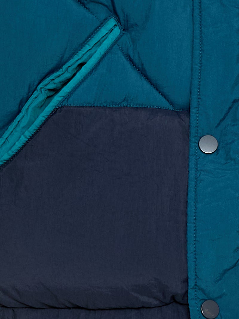 Waterafstotend, gewatteerd donsjack met colorblockpatroon Blauw - Kiabi