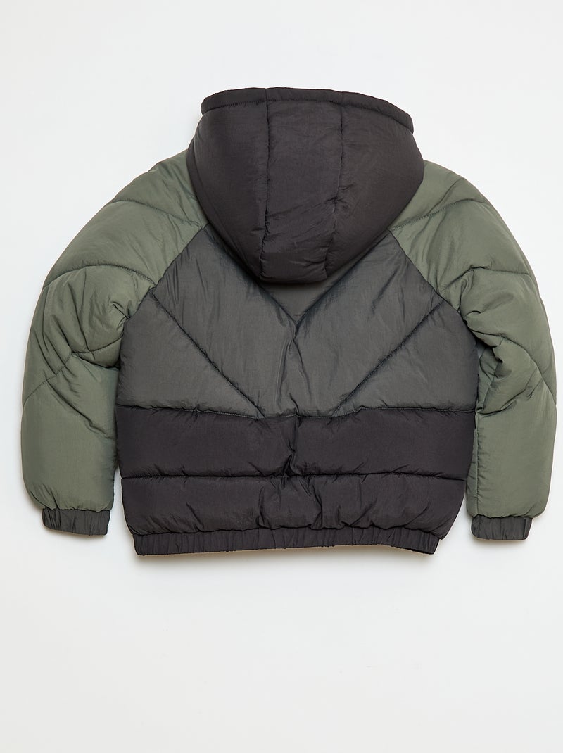 Waterafstotend, gewatteerd donsjack met colorblockpatroon Grijs - Kiabi