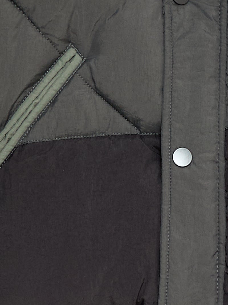 Waterafstotend, gewatteerd donsjack met colorblockpatroon Grijs - Kiabi