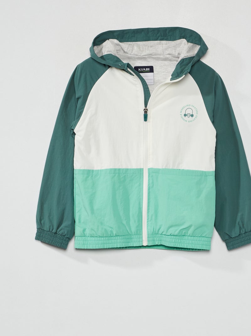 Waterafstotend jack met colorblock-patroon GROEN - Kiabi