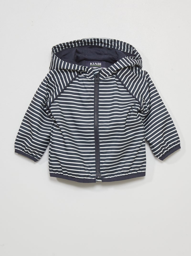 Waterafstotend windjack blauw gestreept - Kiabi