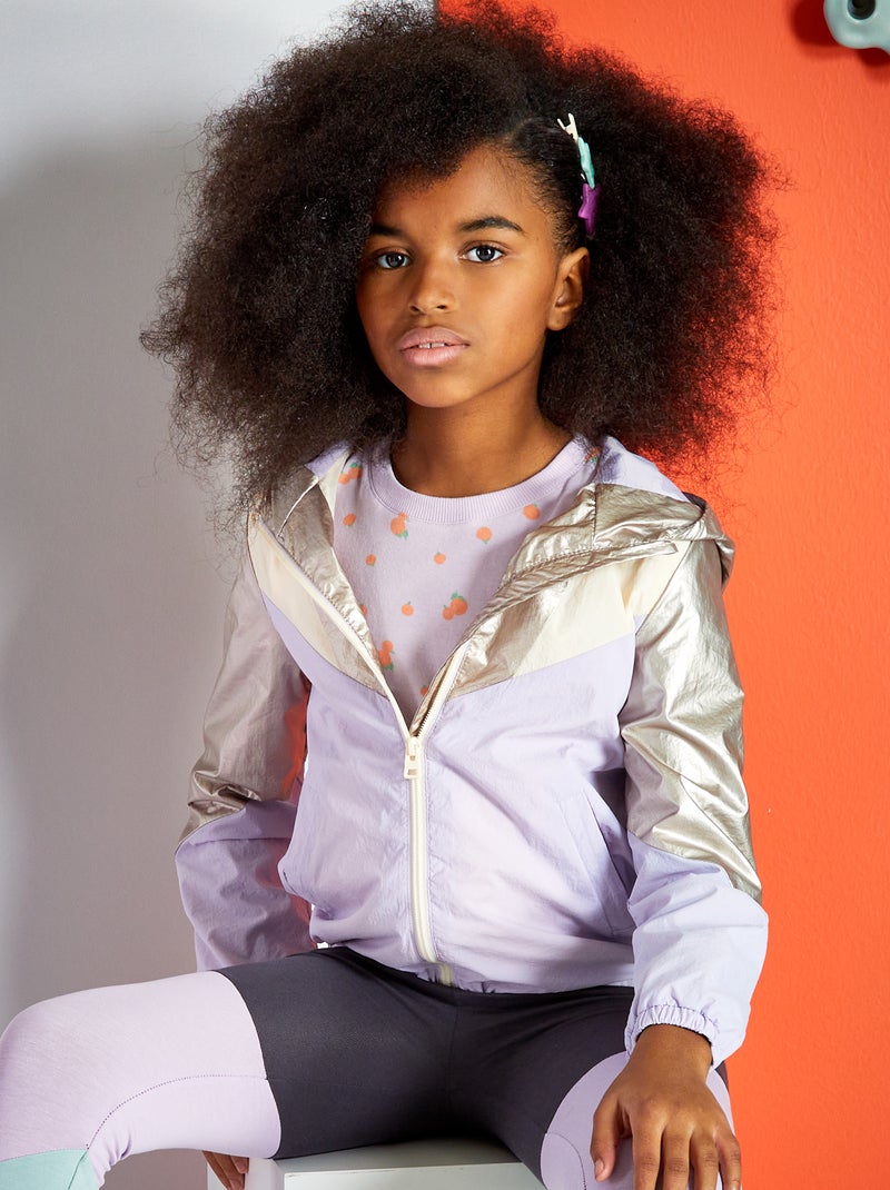 Waterafstotend windjack met colorblock-patroon PAARS - Kiabi