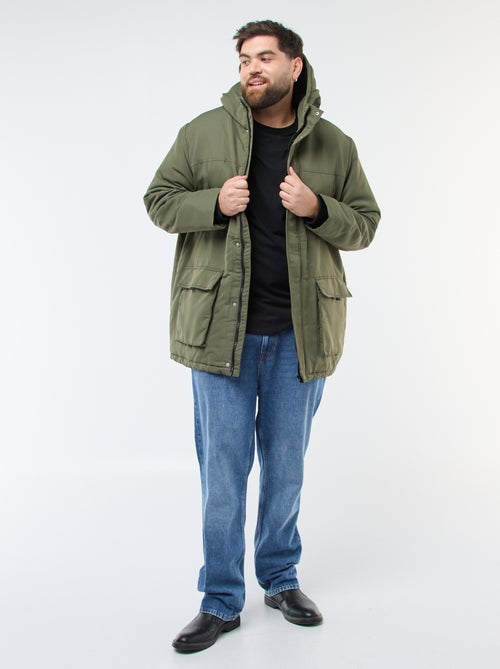 Waterafstotende, effen parka met capuchon - Kiabi