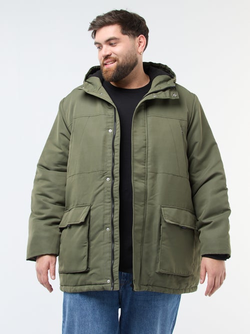 Waterafstotende, effen parka met capuchon - Kiabi