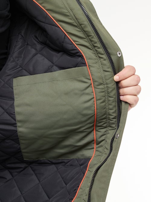 Waterafstotende, effen parka met capuchon - Kiabi