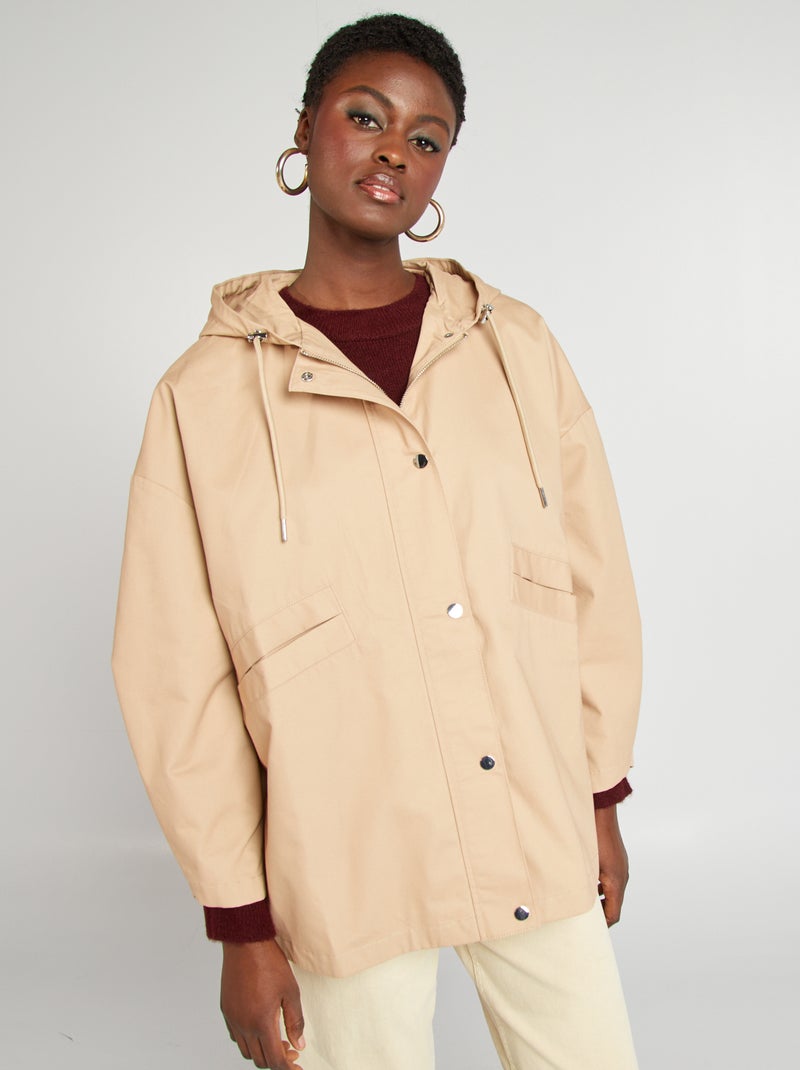 Waterafstotende oversized parka met capuchon BIEGE - Kiabi