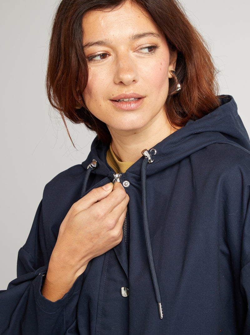 Waterafstotende oversized parka met capuchon BLAUW - Kiabi