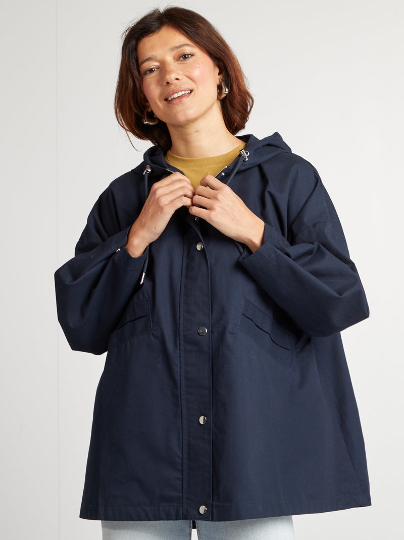 Waterafstotende oversized parka met capuchon BLAUW - Kiabi