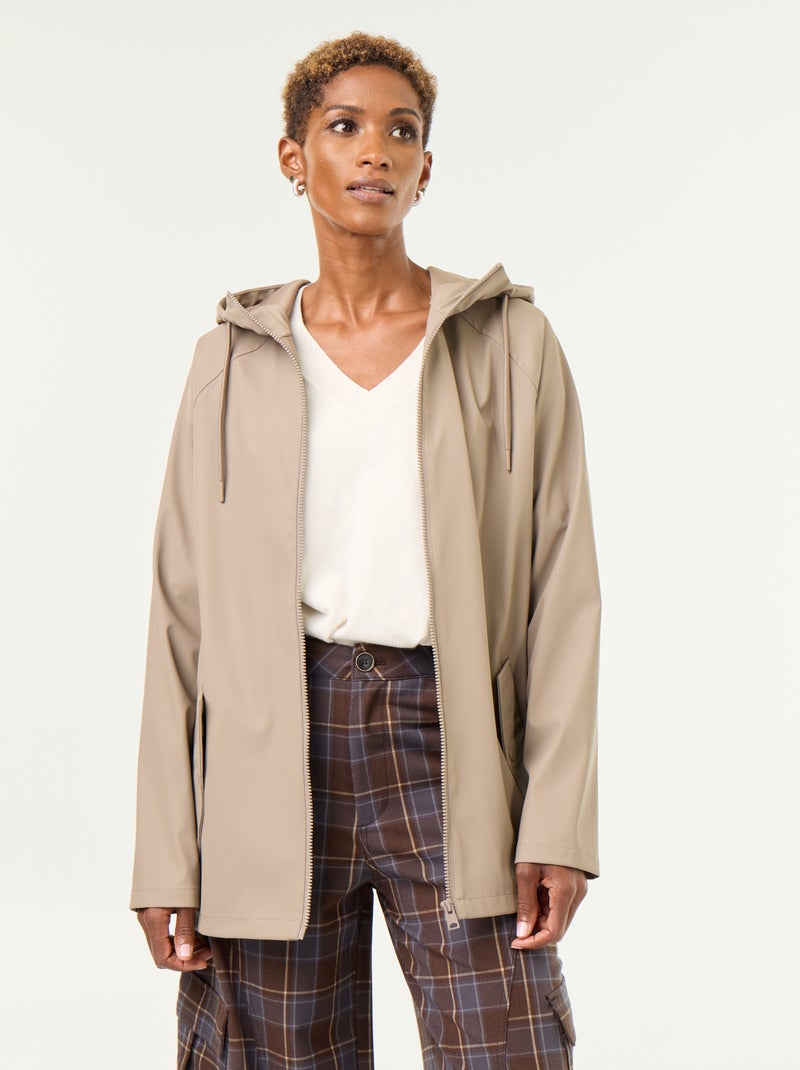 Waterafstotende parka met capuchon Biege - Kiabi