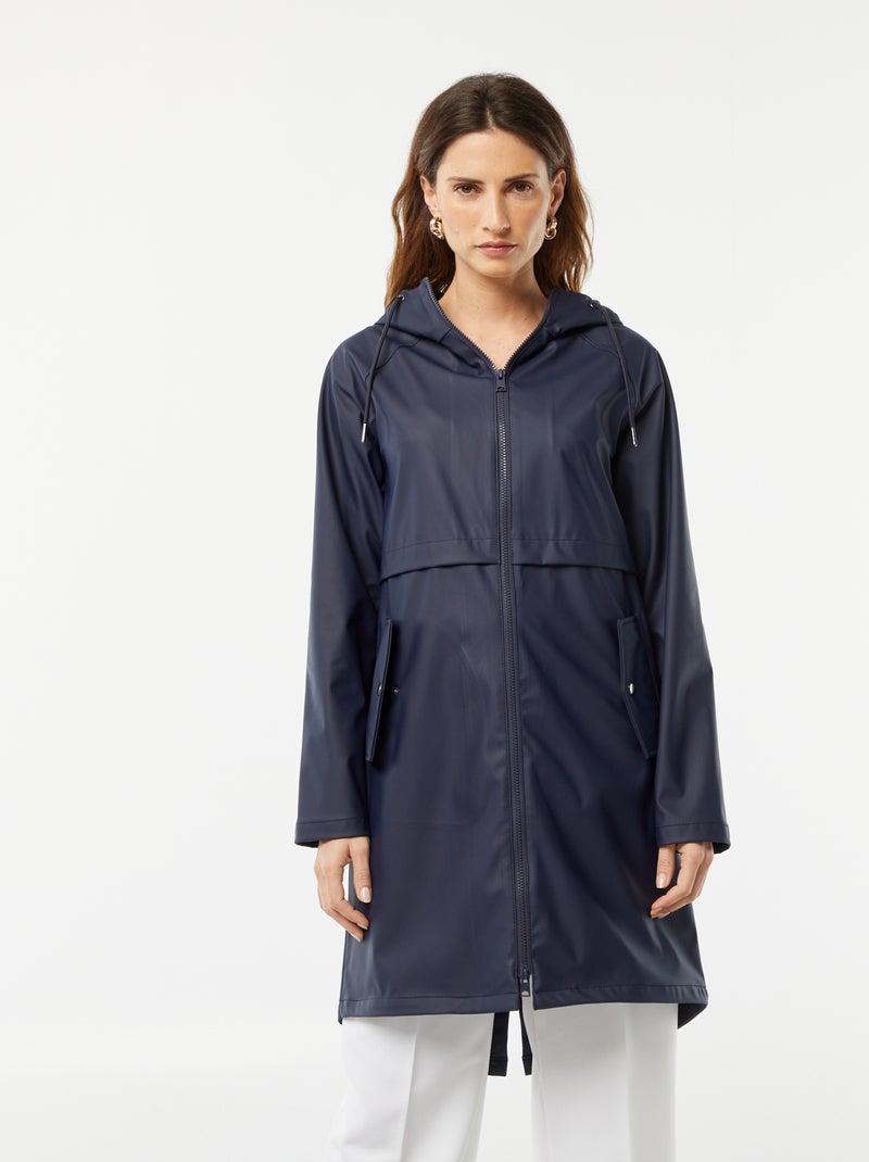 Waterafstotende parka met capuchon BLAUW - Kiabi