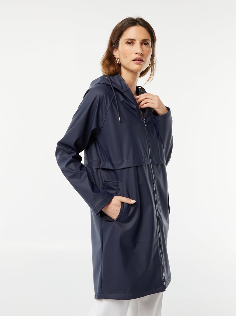 Waterafstotende parka met capuchon BLAUW - Kiabi