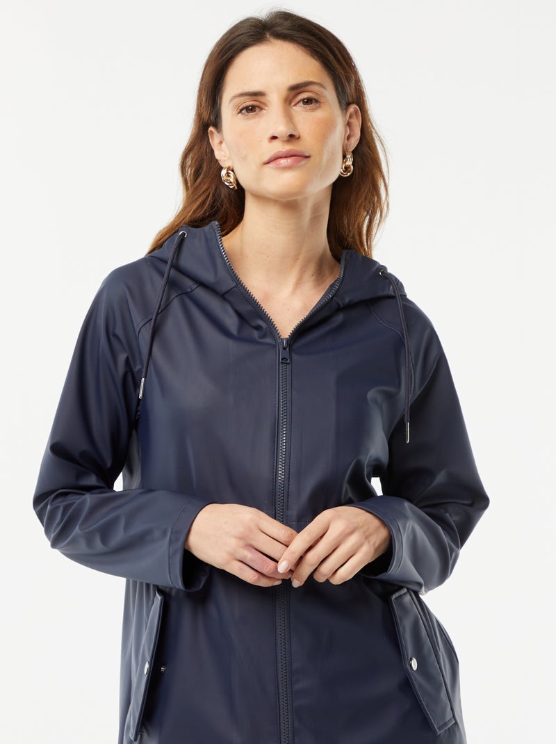 Waterafstotende parka met capuchon BLAUW - Kiabi