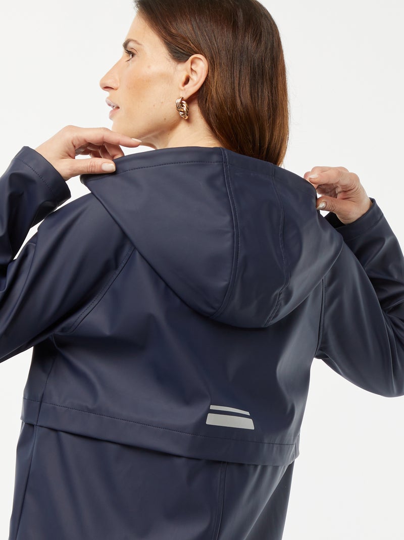 Waterafstotende parka met capuchon BLAUW - Kiabi