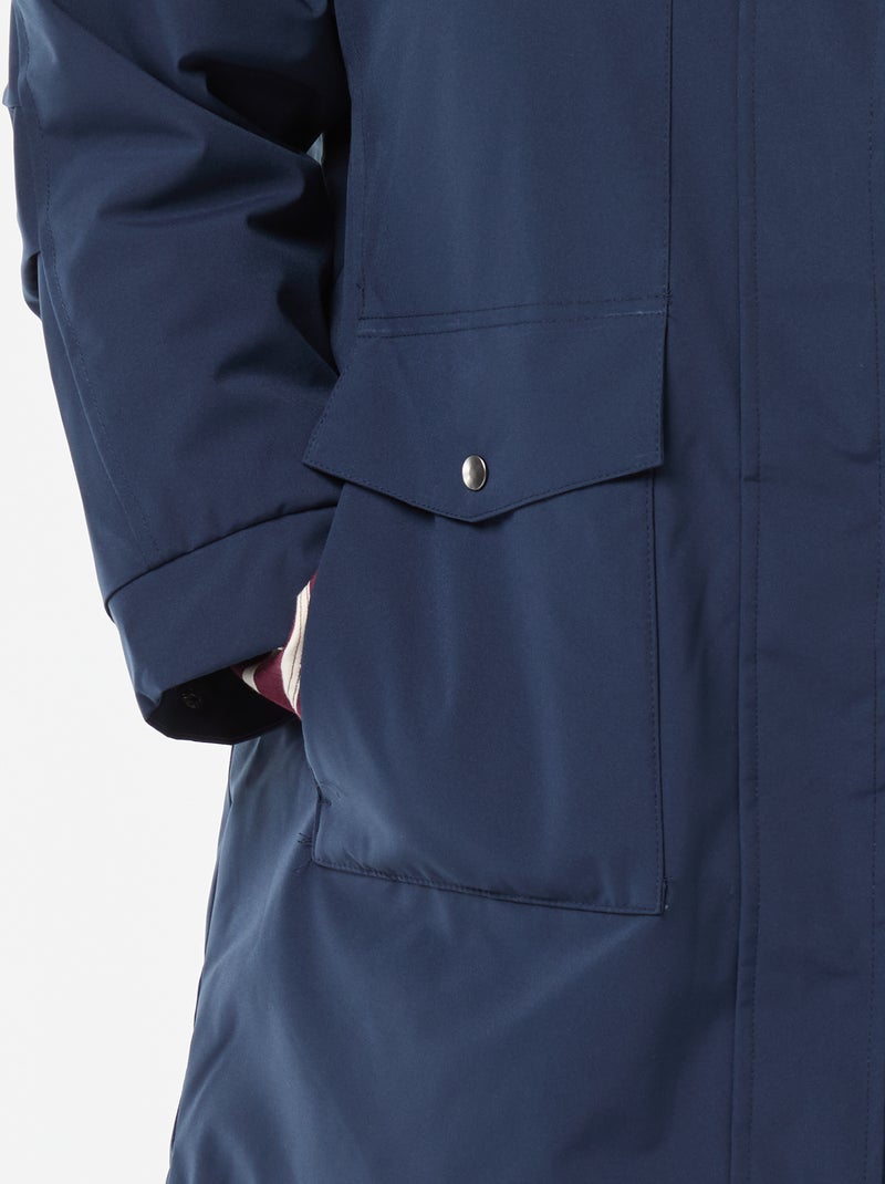 Waterafstotende parka met capuchon en imitatieschapenvacht Blauw - Kiabi