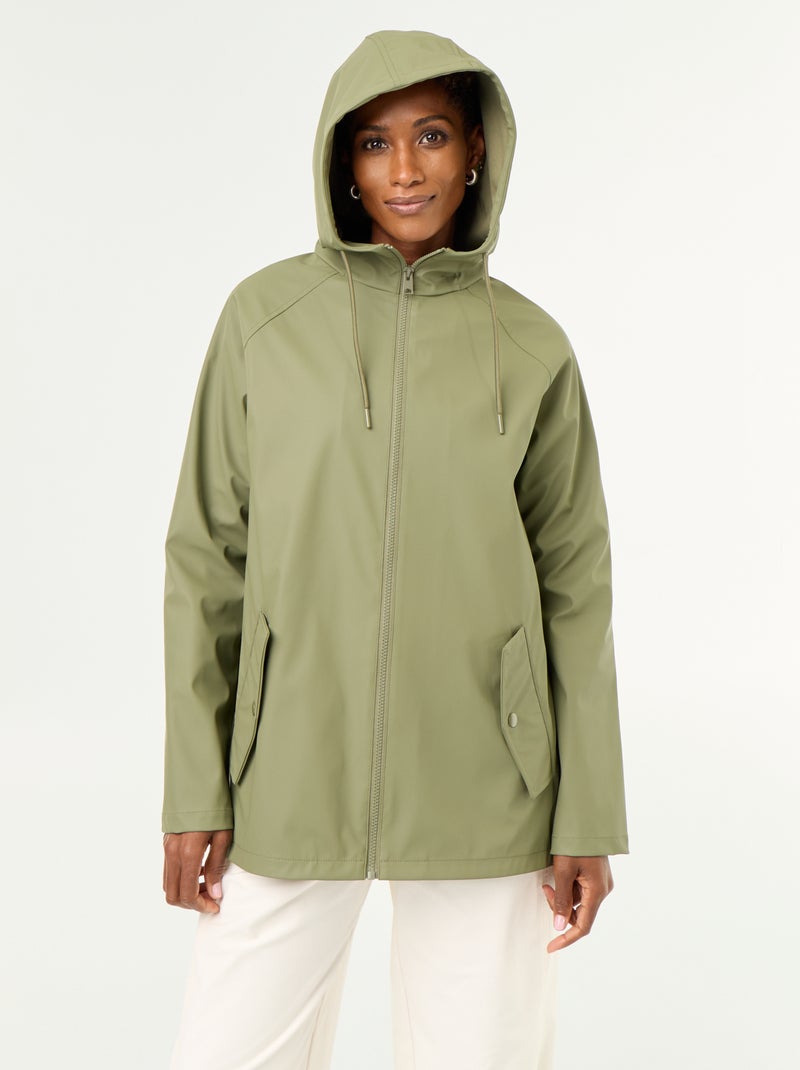Waterafstotende parka met capuchon Groen - Kiabi