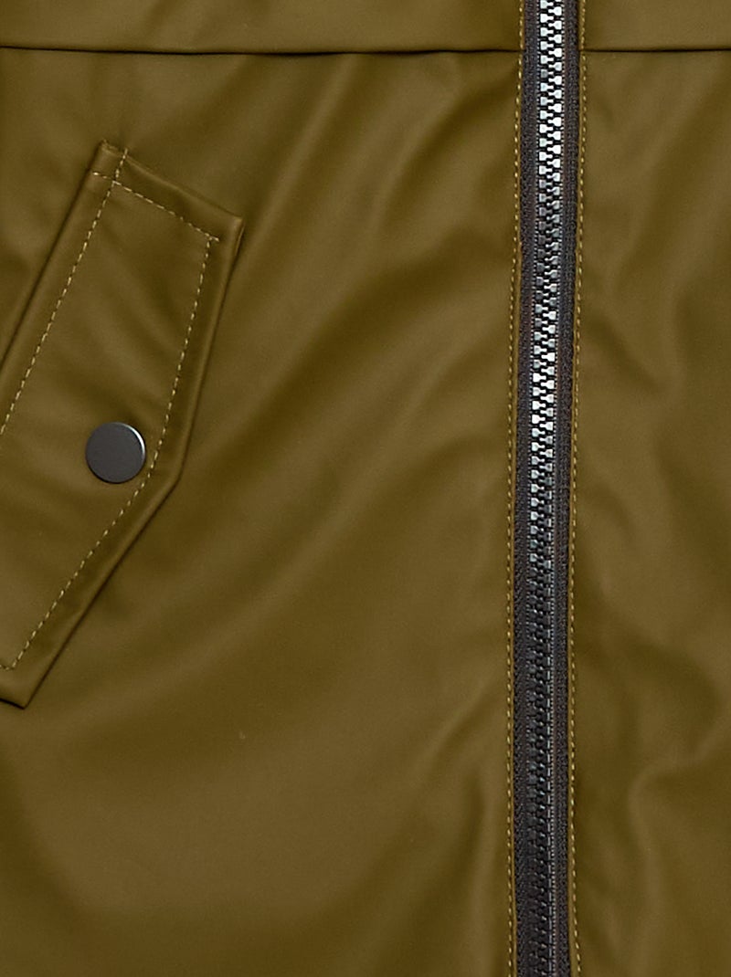 Waterafstotende parka met kap en imitatieschapenvacht Groen - Kiabi